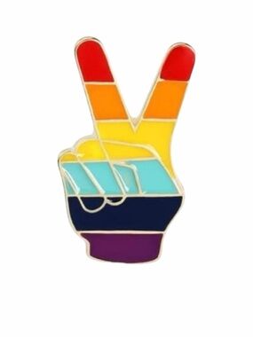 Rainbow Peace Sign Hand NWOT